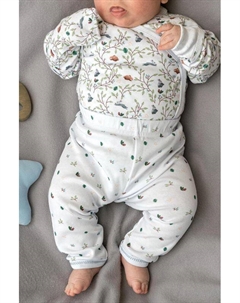 Боди-кимоно хлопковое с принтом Зайки в лесу Aspaya