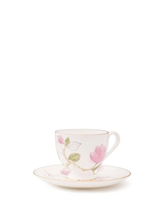 Чайный набор фарфоровый с принтом Королевская магнолия Объединение гжель