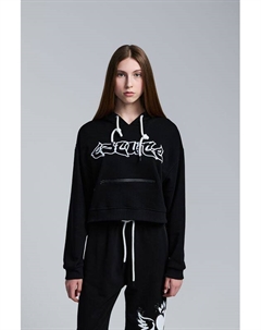 Худи хлопковое с молнией и принтом Escute young