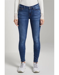 Джинсы зауженного кроя с эффектом потертости Tom tailor