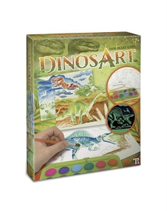 Набор для рисования из 5 эскизов с палитрой и кистями с красками серия Dino Dinosart