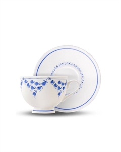 Чайная пара из фарфора с принтом Жасмин Объединение гжель