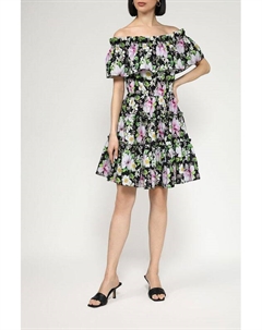 Платье хлопковое с открытыми плечами и принтом Belucci