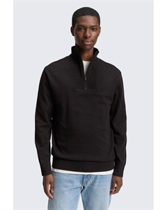 Пуловер хлопковый с воротником на молнии Tom tailor