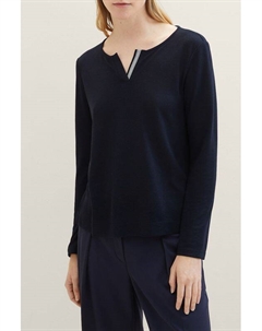 Лонгслив хлопковый с вырезом хенли Tom tailor