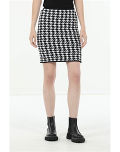 Юбка мини вязаная с узором гусиная лапка Hugo