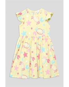 Платье хлопковое с оборками на рукавах и принтом Fagottino