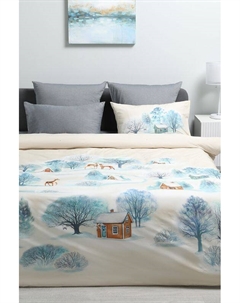 Пододеяльник хлопковый с принтом Winter vilage 21maison