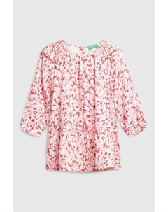 Платье расклешенное с оборками и принтом Benetton