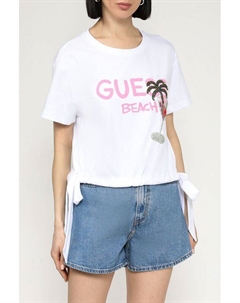 Футболка хлопковая с принтом на завязках Guess