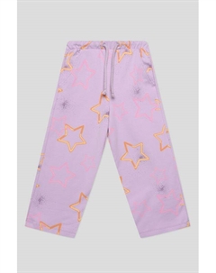 Брюки хлопковые на кулиске с принтом Benetton