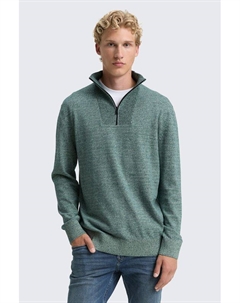 Пуловер хлопковый с воротником на молнии Tom tailor