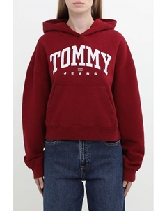 Худи хлопковое с капюшоном с логотипом укороченное Tommy jeans