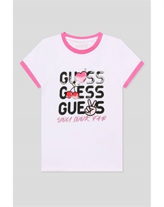 Футболка хлопковая с контрастными деталями и логотипом Guess