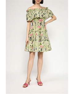 Платье хлопковое с открытыми плечами и принтом Belucci