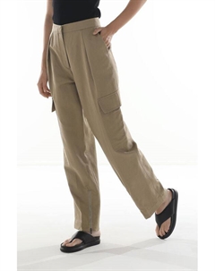 Брюки из хлопка и льна с защипами Calvin klein