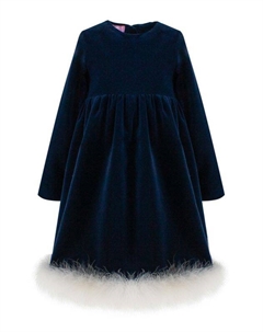 Хлопковое платье с меховой отделкой на подоле Evika kids