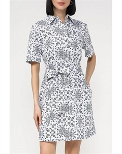 Платье-рубашка хлопковое с принтом на поясе Belucci