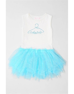 Платье из хлопкового трикотажа с воздушным тюлем Evika kids