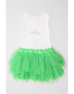 Платье из хлопкового трикотажа с воздушным тюлем Evika kids