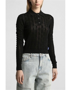 Поло вязаное на пуговицах ажурное Hugo blue