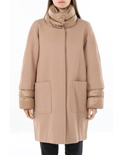 Пальто комбинированное с высоким воротником Geox