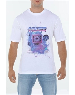 Футболка хлопковая с принтом Hugo