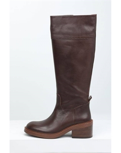 Сапоги кожаные на каблуке Ever be