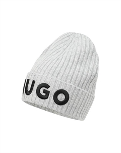 Шапка-бини шерстяная с вышитым логотипом Hugo