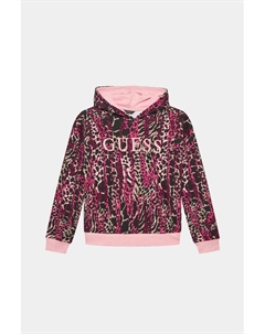 Хлопковое худи с принтом и нашивкой Guess