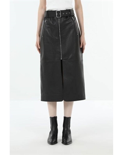 Юбка миди кожаная с поясом Hugo