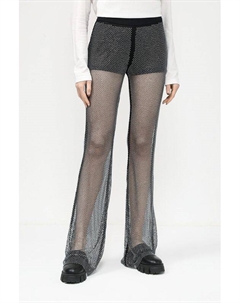 Брюки из сетчатой ткани со стразами Bella Poarch Hugo