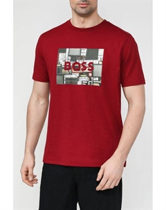 Футболка хлопковая с принтом Boss