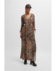 Платье с v-вырезом и кулиской на рукавах Hugo