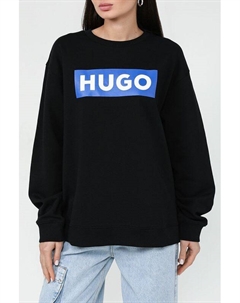 Свитшот хлопковый с контрастным логотипом Hugo blue
