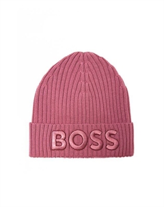 Шапка-бини шерстяная с вышитым логотипом Boss