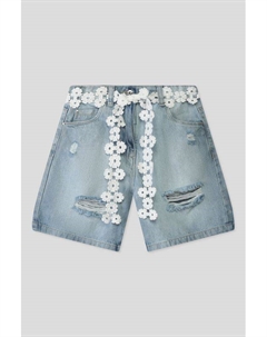 Шорты джинсовые с кружевным поясом Ido