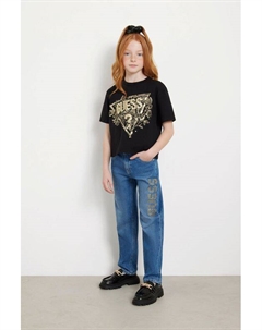 Джинсы с эффектом потертости и логотипом Guess