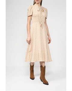 Платье с бантом на груди и принтом в горох Belucci