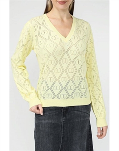 Пуловер из хлопка и кашемира с ажурным узором Twinset