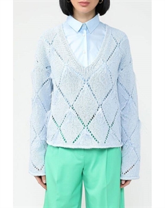 Пуловер с ромбовидным ажурным узором и перьями Twinset