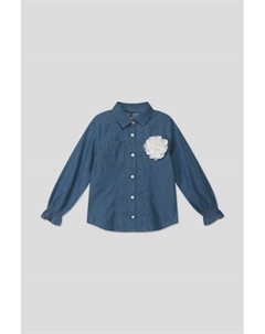 Рубашка джинсовая с манжетами на резинке и декоративным цветком Republic of denim