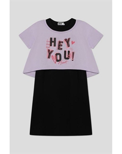 Платье хлопковое двойное с принтом Gioco