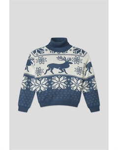 Шерстяной свитер с высоким воротником и принтом Wool & cotton