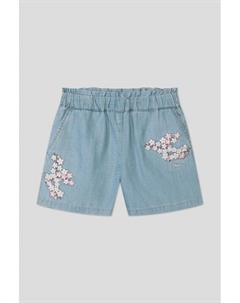 Шорты джинсовые на эластичном поясе с вышивкой Guess
