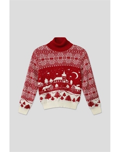 Шерстяной свитер с высоким воротником и принтом Wool & cotton