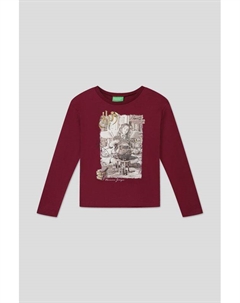 Хлопковый лонгслив с принтом Benetton