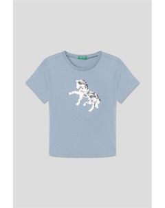 Футболка хлопковая с принтом Benetton