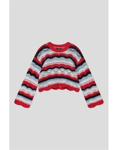 Джемпер хлопковый в полоску ажурный Ovs