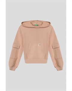 Худи хлопковое с карманами на рукавах Benetton